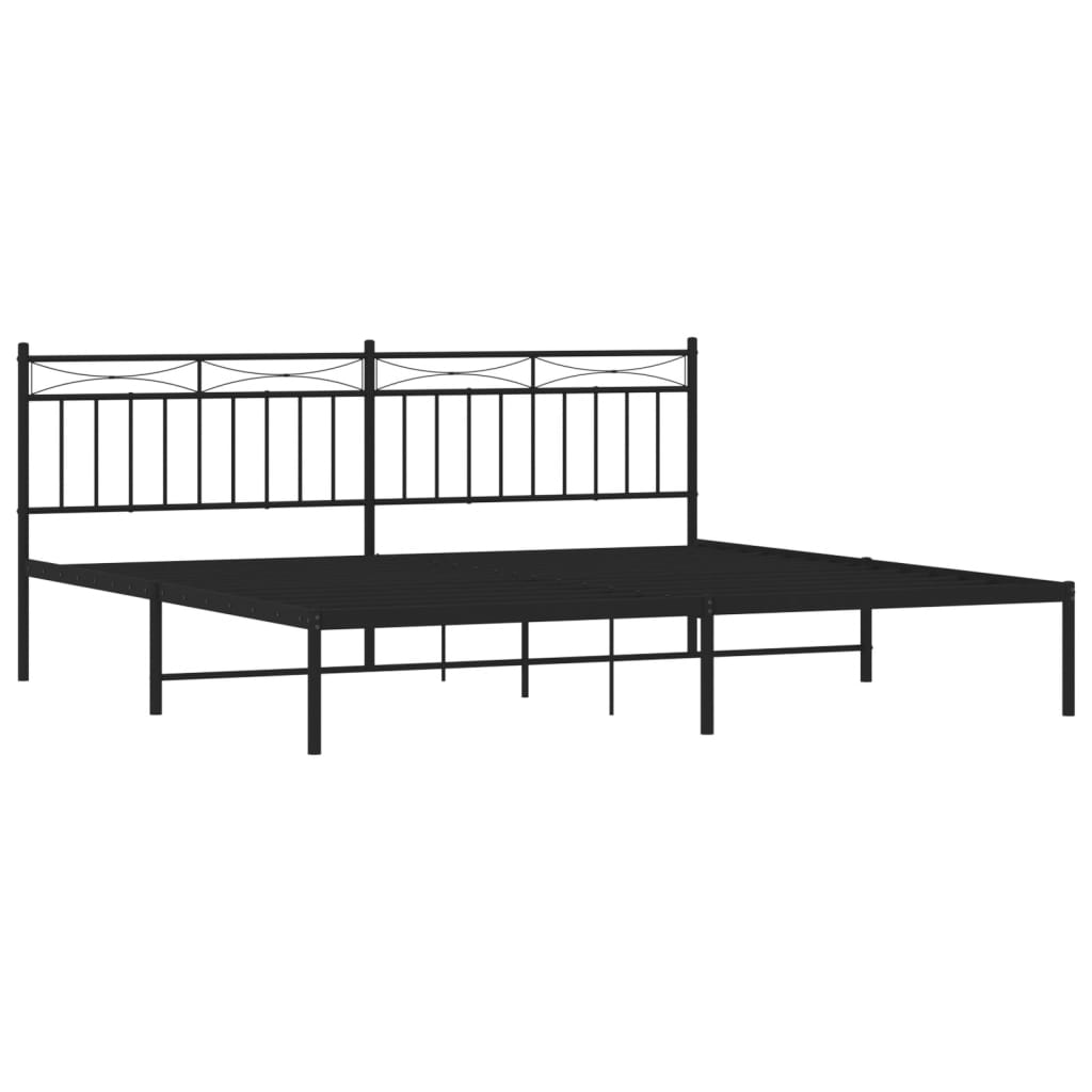 Bedframe Met Hoofdbord Metaal Zwart 193X203 Cm