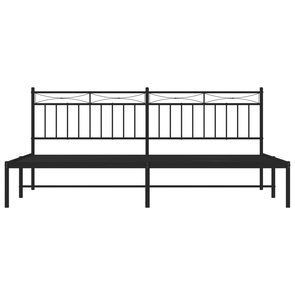 Bedframe Met Hoofdbord Metaal Zwart 193X203 Cm