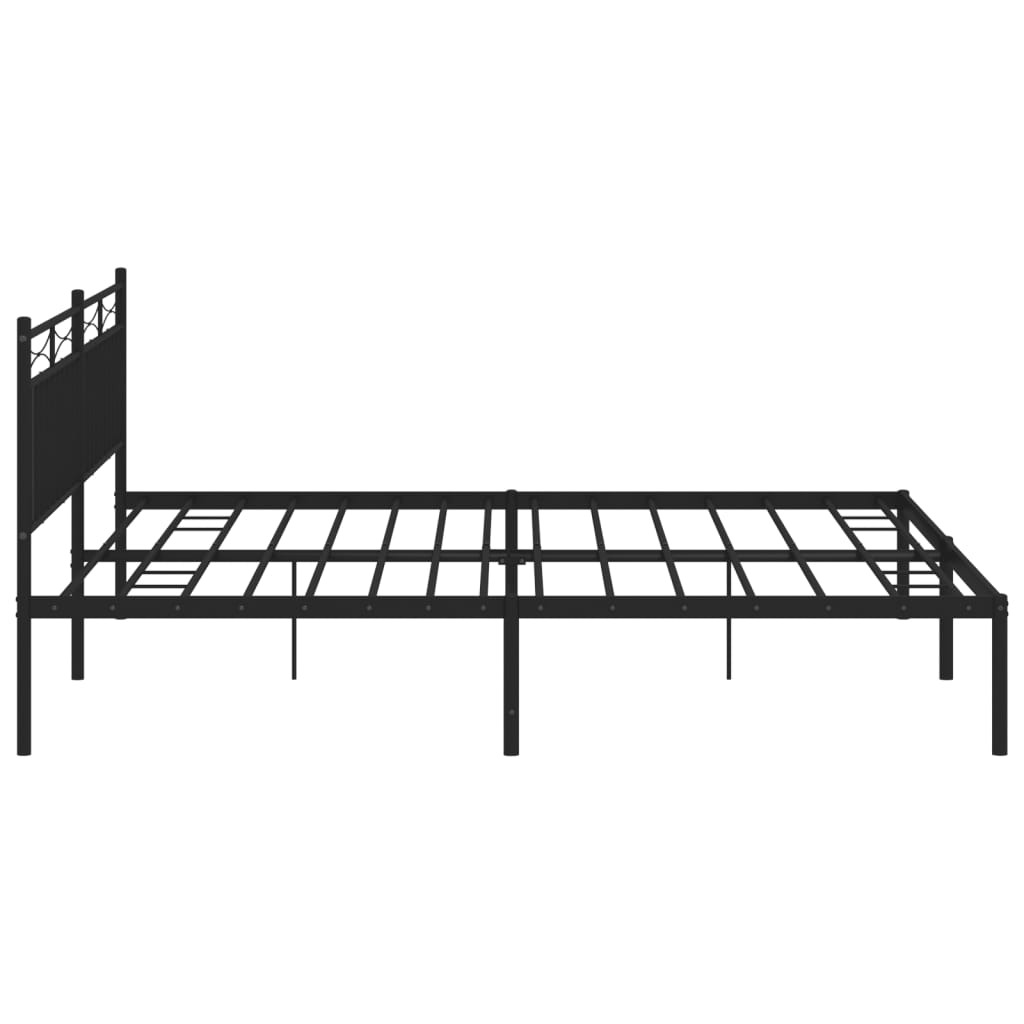 Bedframe Met Hoofdbord Metaal Zwart 193X203 Cm