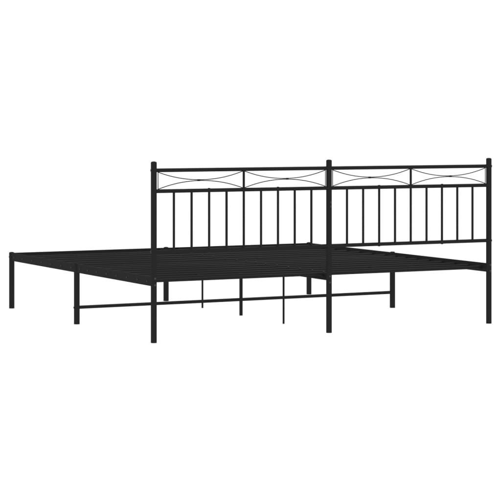 Bedframe Met Hoofdbord Metaal Zwart 193X203 Cm