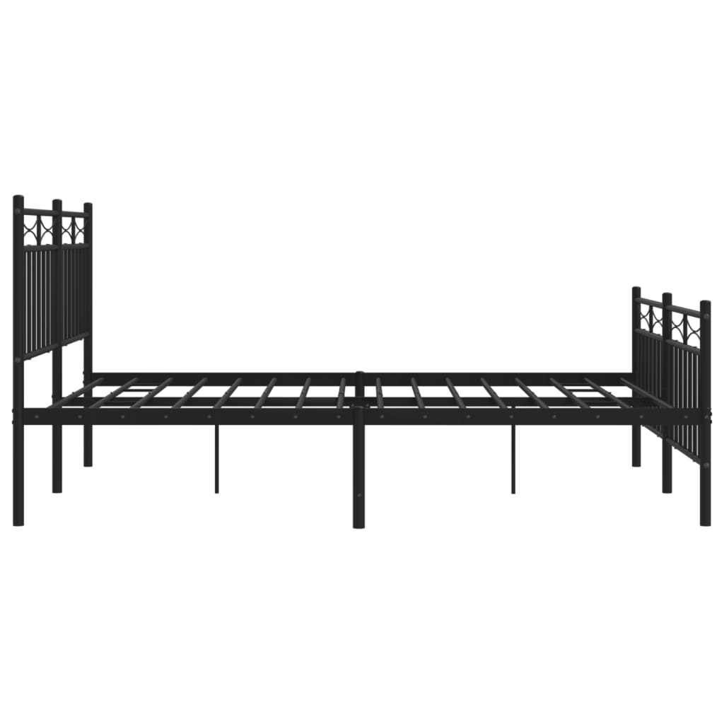 Bedframe Met Hoofd- En Voeteneinde Metaal Zwart 135X190 Cm met hoofdbord & voetbord