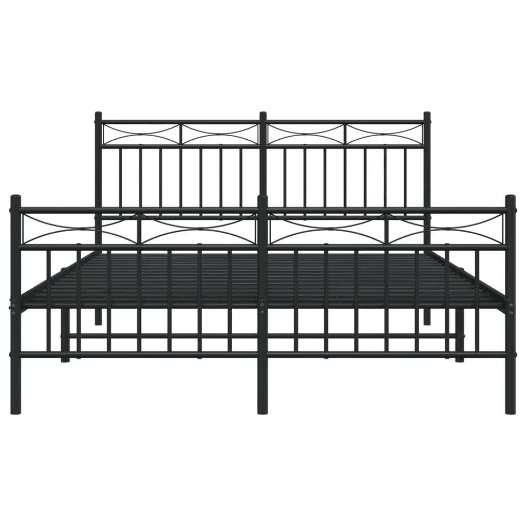 Bedframe Met Hoofd- En Voeteneinde Metaal Zwart 140X190 Cm met hoofdbord & voetbord