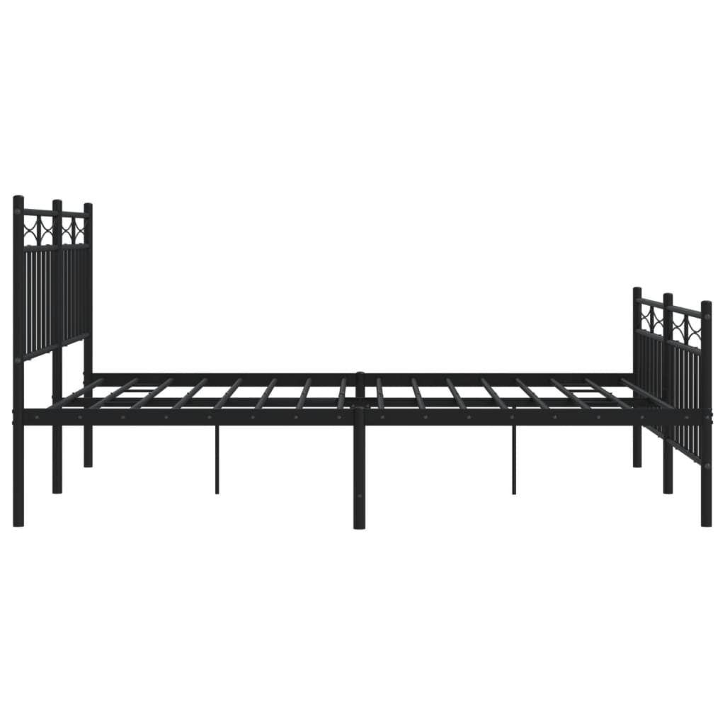 Bedframe Met Hoofd- En Voeteneinde Metaal Zwart 140X190 Cm met hoofdbord & voetbord