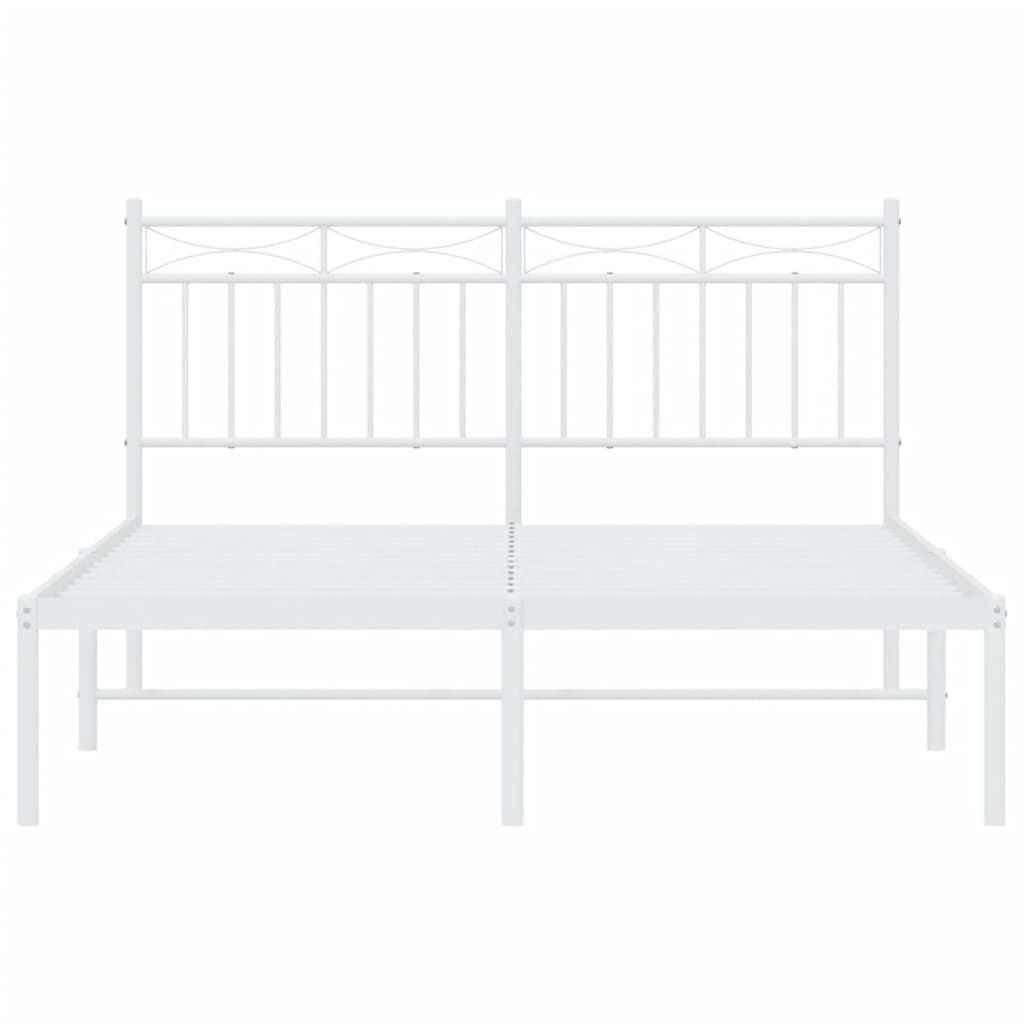 Bedframe Met Hoofdbord Metaal Wit 135X190 Cm