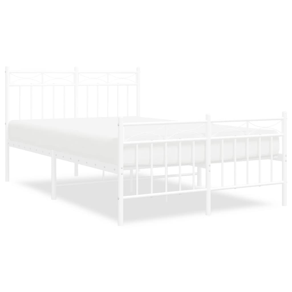 Bedframe Met Hoofd- En Voeteneinde Metaal Wit 120X190 Cm met hoofdbord & voetbord