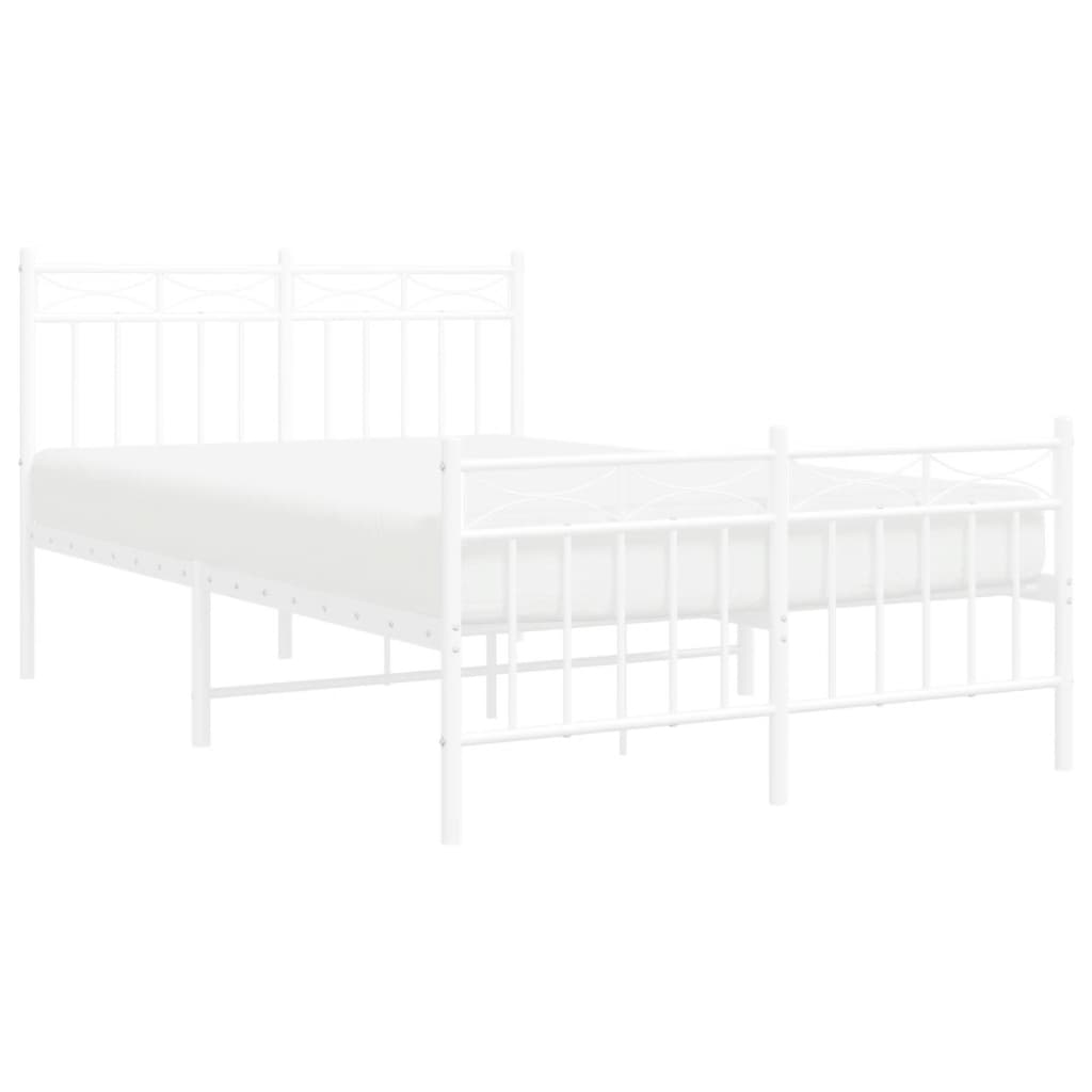 Bedframe Met Hoofd- En Voeteneinde Metaal Wit 120X190 Cm met hoofdbord & voetbord