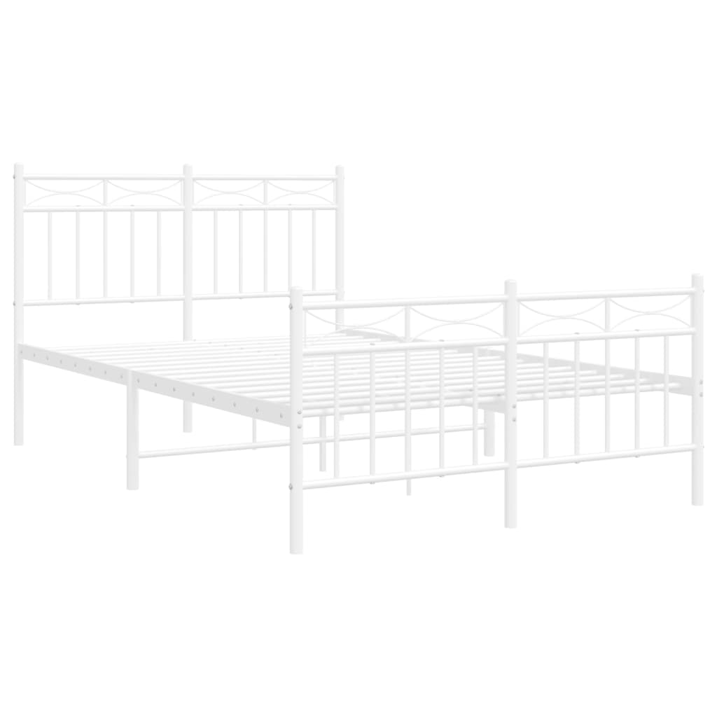 Bedframe Met Hoofd- En Voeteneinde Metaal Wit 120X190 Cm met hoofdbord & voetbord