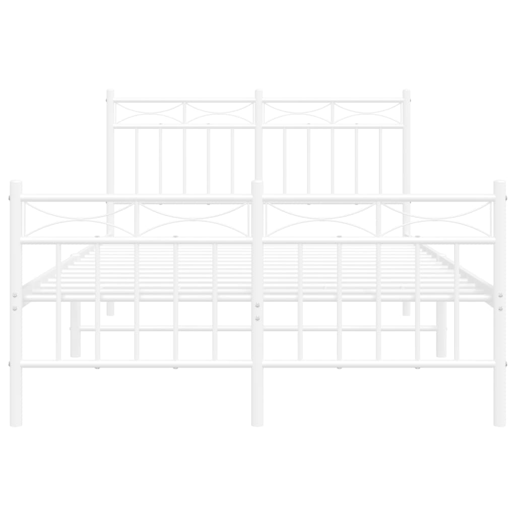 Bedframe Met Hoofd- En Voeteneinde Metaal Wit 120X190 Cm met hoofdbord & voetbord