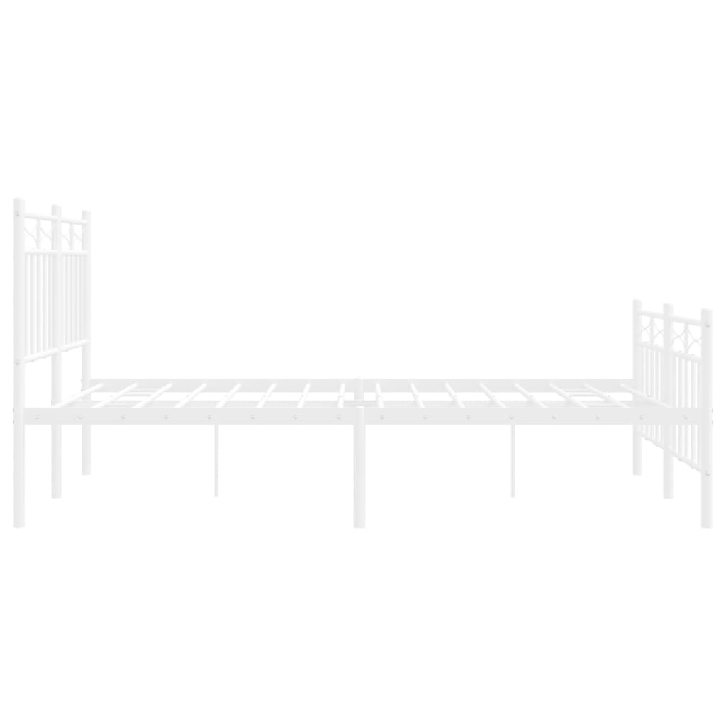 Bedframe Met Hoofd- En Voeteneinde Metaal Wit 120X190 Cm met hoofdbord & voetbord