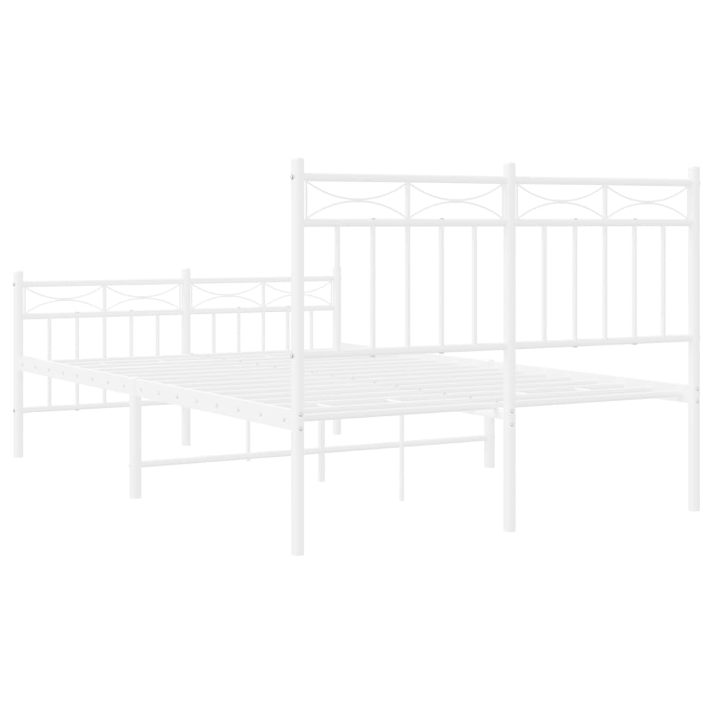 Bedframe Met Hoofd- En Voeteneinde Metaal Wit 120X190 Cm met hoofdbord & voetbord