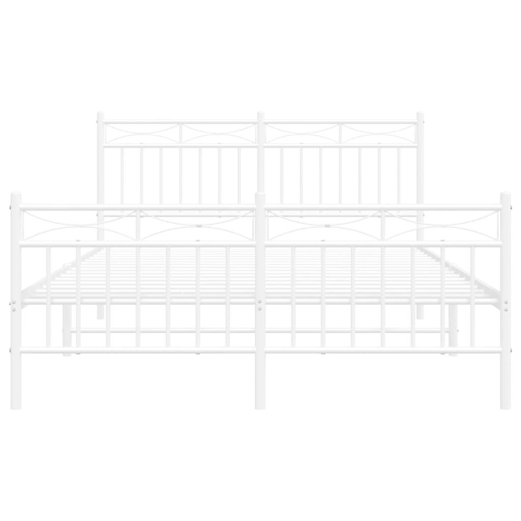 Bedframe Met Hoofd- En Voeteneinde Metaal Wit 135X190 Cm met hoofdbord & voetbord