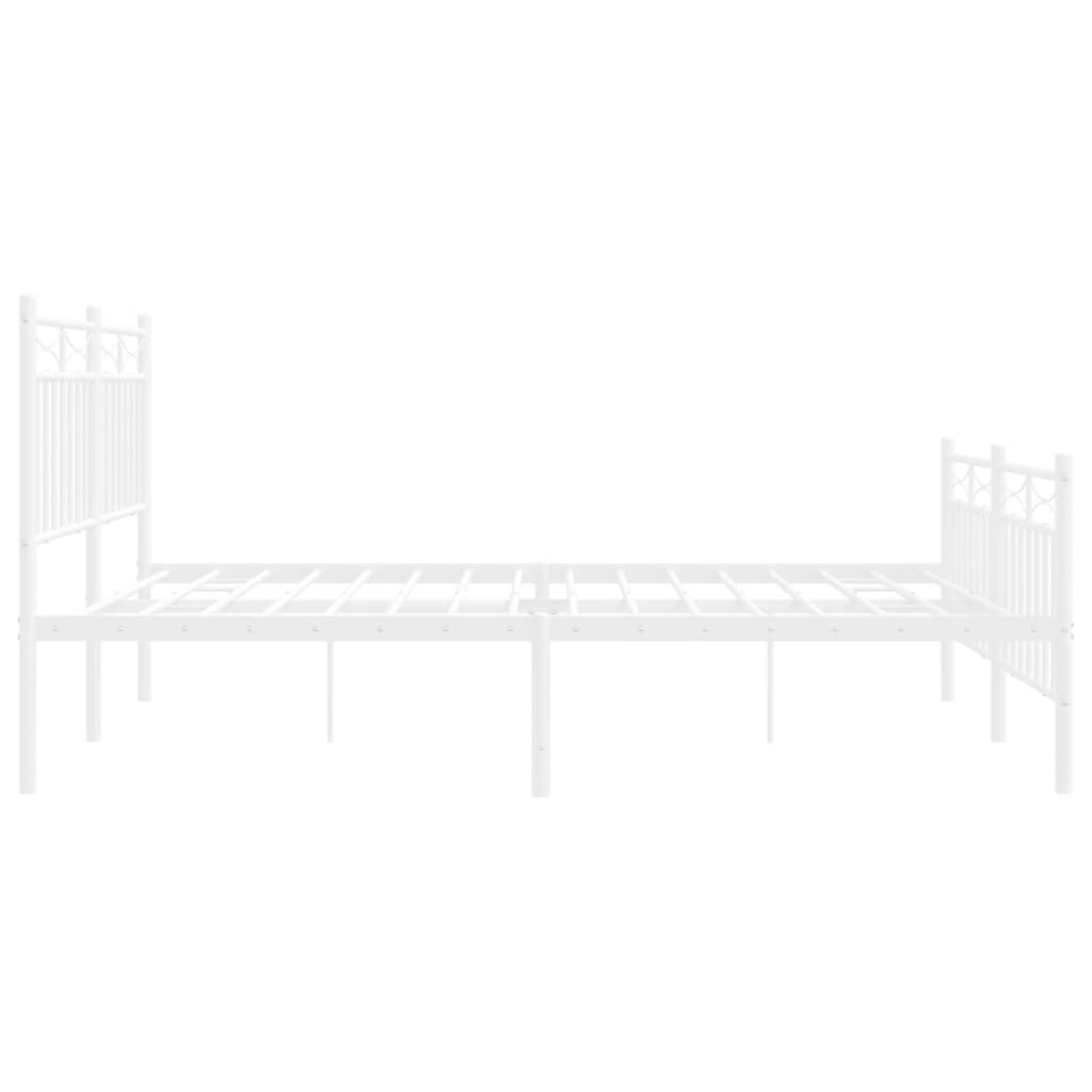 Bedframe Met Hoofd- En Voeteneinde Metaal Wit 135X190 Cm met hoofdbord & voetbord