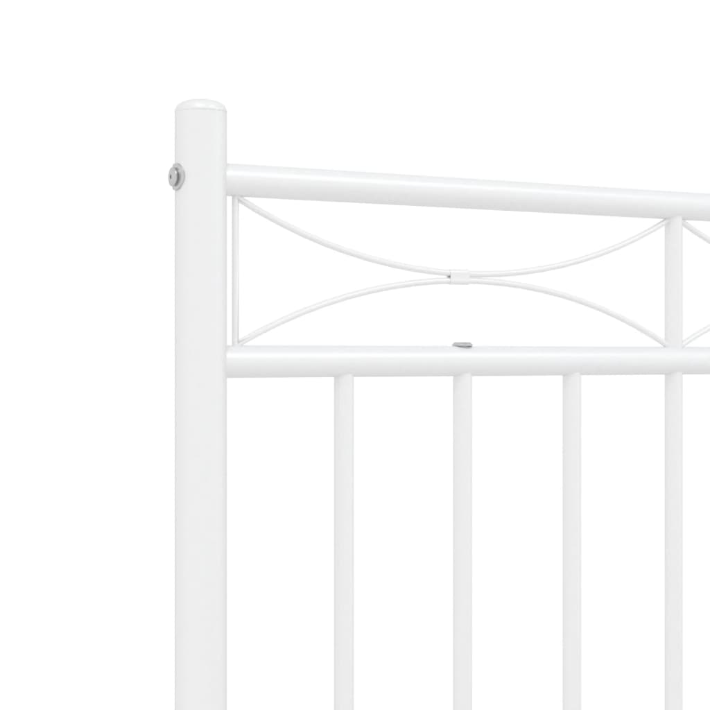 Bedframe Met Hoofd- En Voeteneinde Metaal Wit 135X190 Cm met hoofdbord & voetbord