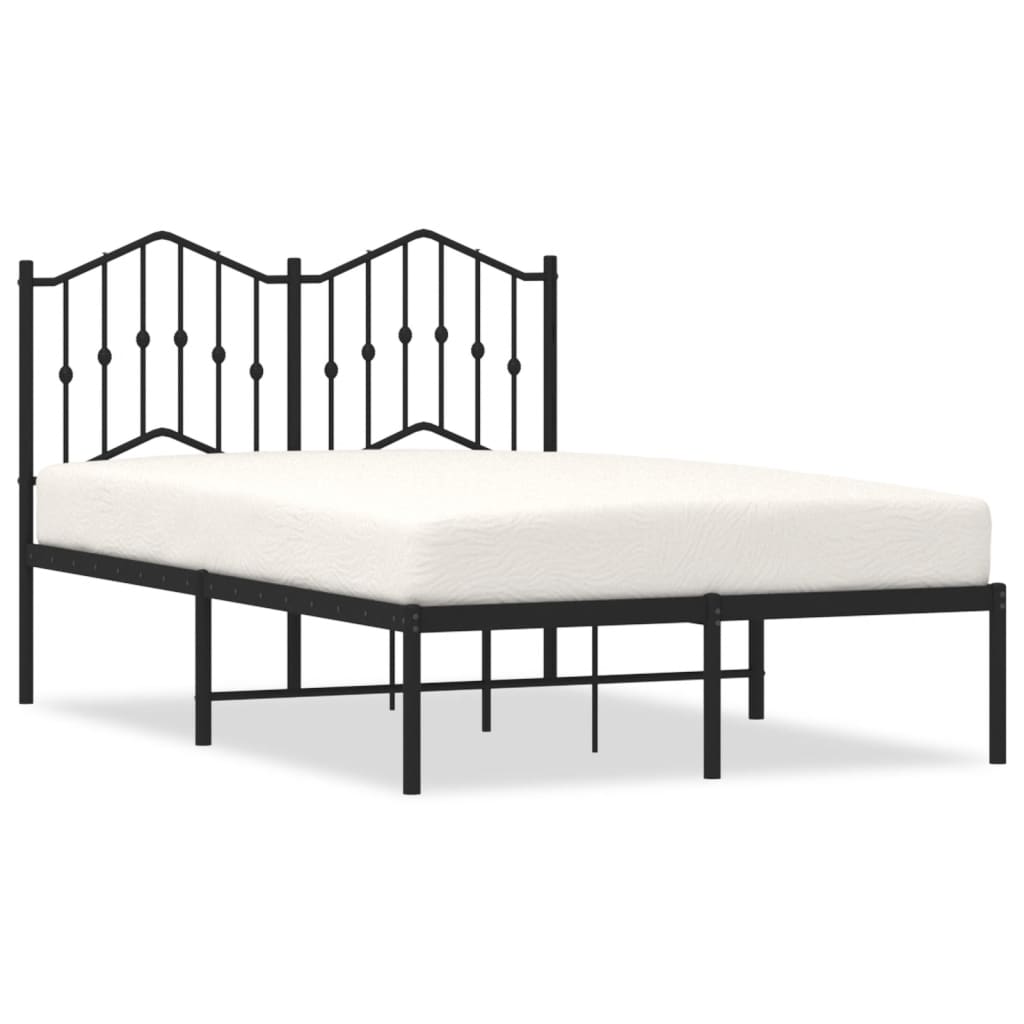 Bedframe Met Hoofdbord Metaal Zwart 120X200 Cm 120 x 200 cm