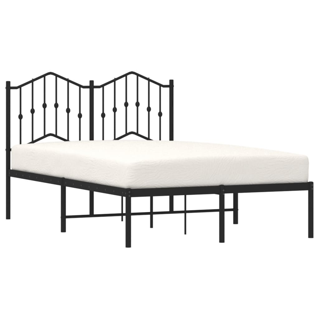 Bedframe Met Hoofdbord Metaal Zwart 120X200 Cm 120 x 200 cm