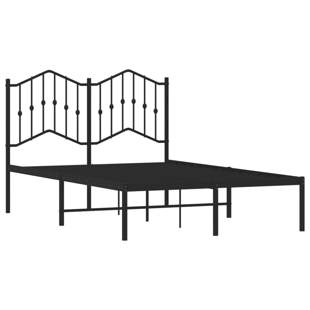 Bedframe Met Hoofdbord Metaal Zwart 120X200 Cm 120 x 200 cm