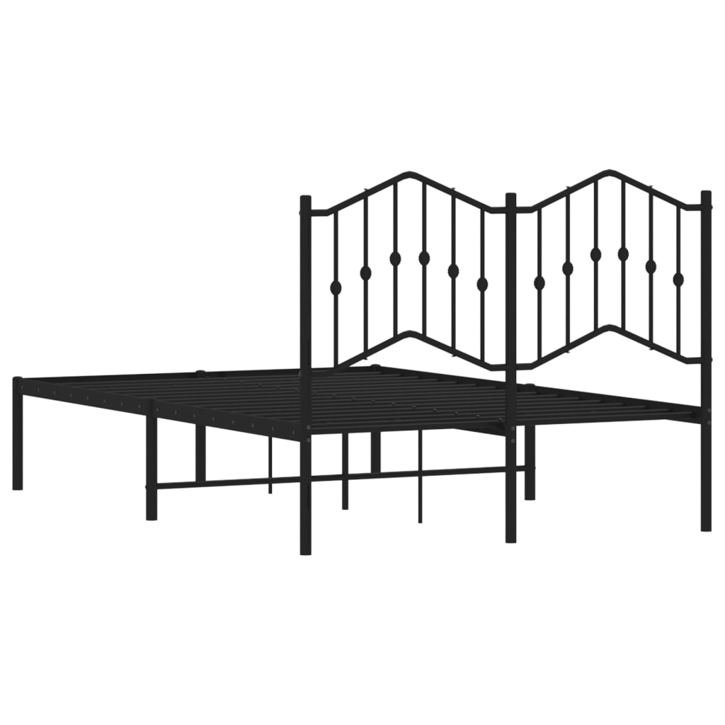 Bedframe Met Hoofdbord Metaal Zwart 120X200 Cm 120 x 200 cm