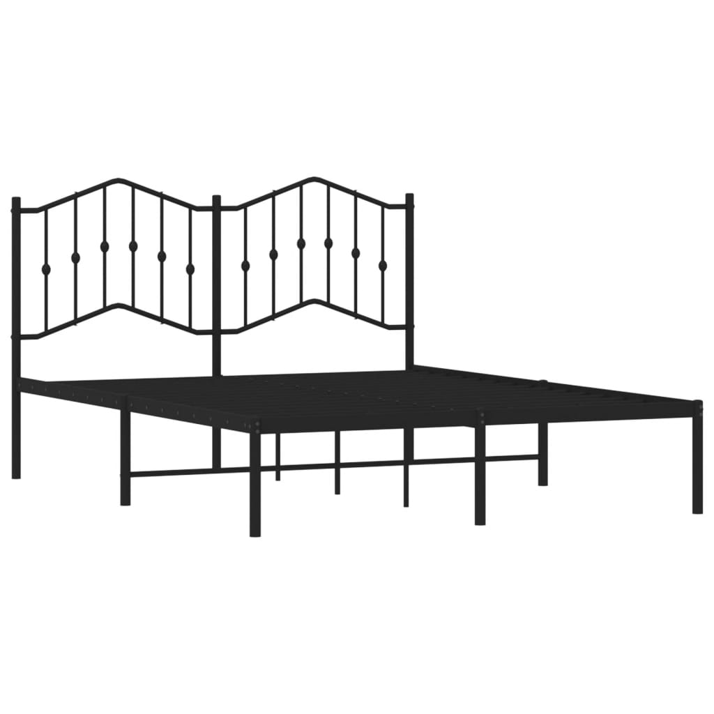 Bedframe Met Hoofdbord Metaal Zwart 135X190 Cm 135 x 190 cm