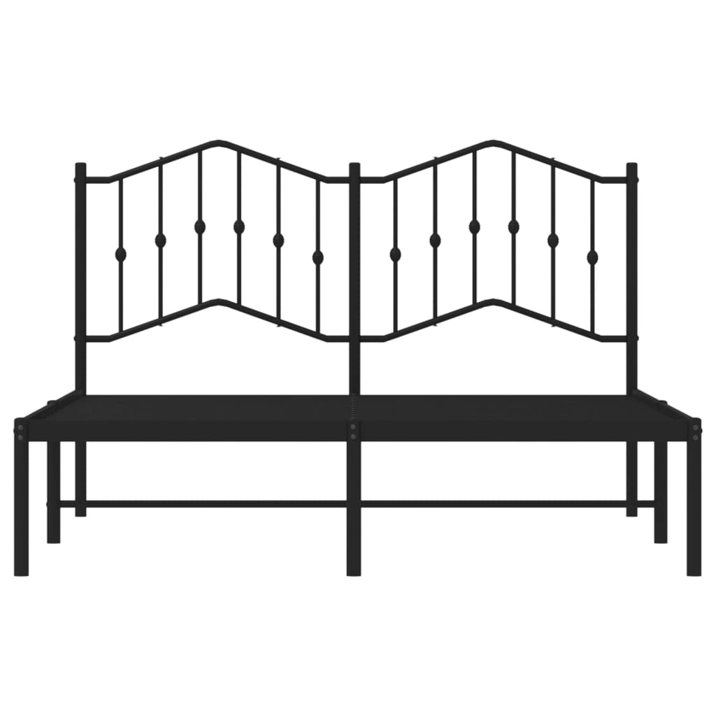 Bedframe Met Hoofdbord Metaal Zwart 135X190 Cm 135 x 190 cm