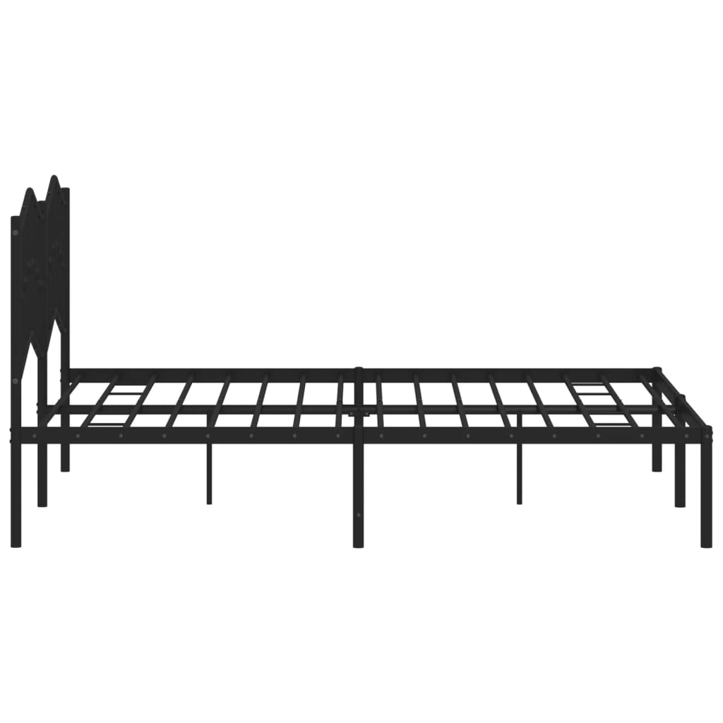 Bedframe Met Hoofdbord Metaal Zwart 135X190 Cm 135 x 190 cm