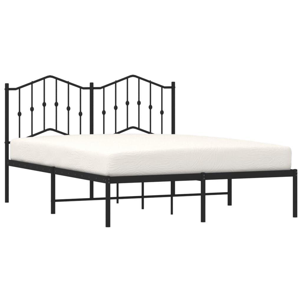 Bedframe Met Hoofdbord Metaal Zwart 140X190 Cm 140 x 190 cm