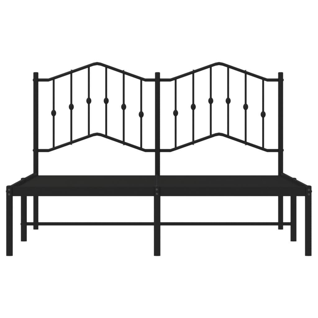 Bedframe Met Hoofdbord Metaal Zwart 150X200 Cm 150 x 200 cm