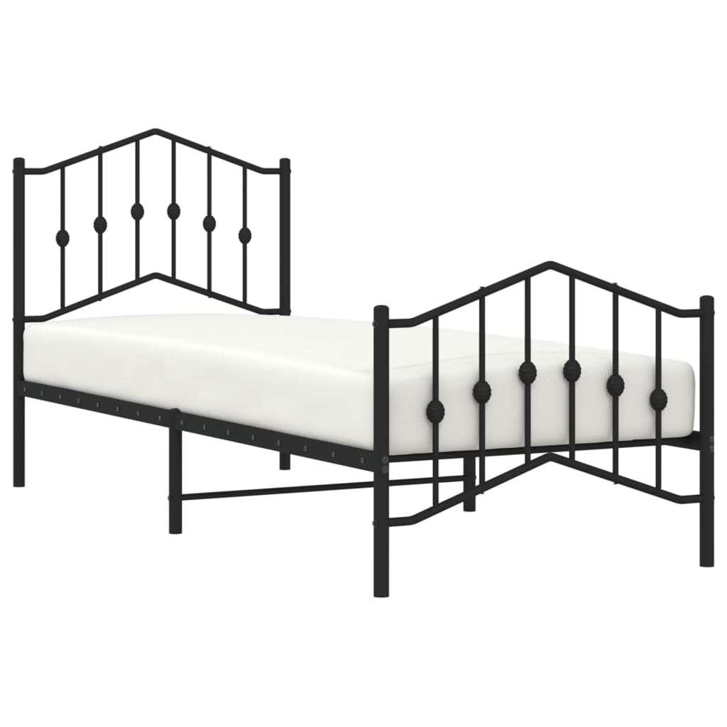 Bedframe Met Hoofd- En Voeteneinde Metaal Zwart 80X200 Cm 80 x 200 cm met hoofdbord & voetbord