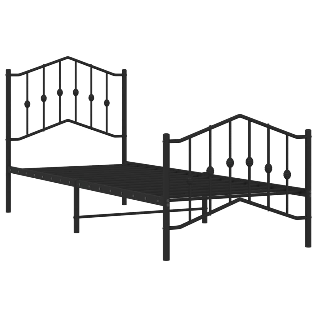 Bedframe Met Hoofd- En Voeteneinde Metaal Zwart 80X200 Cm 80 x 200 cm met hoofdbord & voetbord