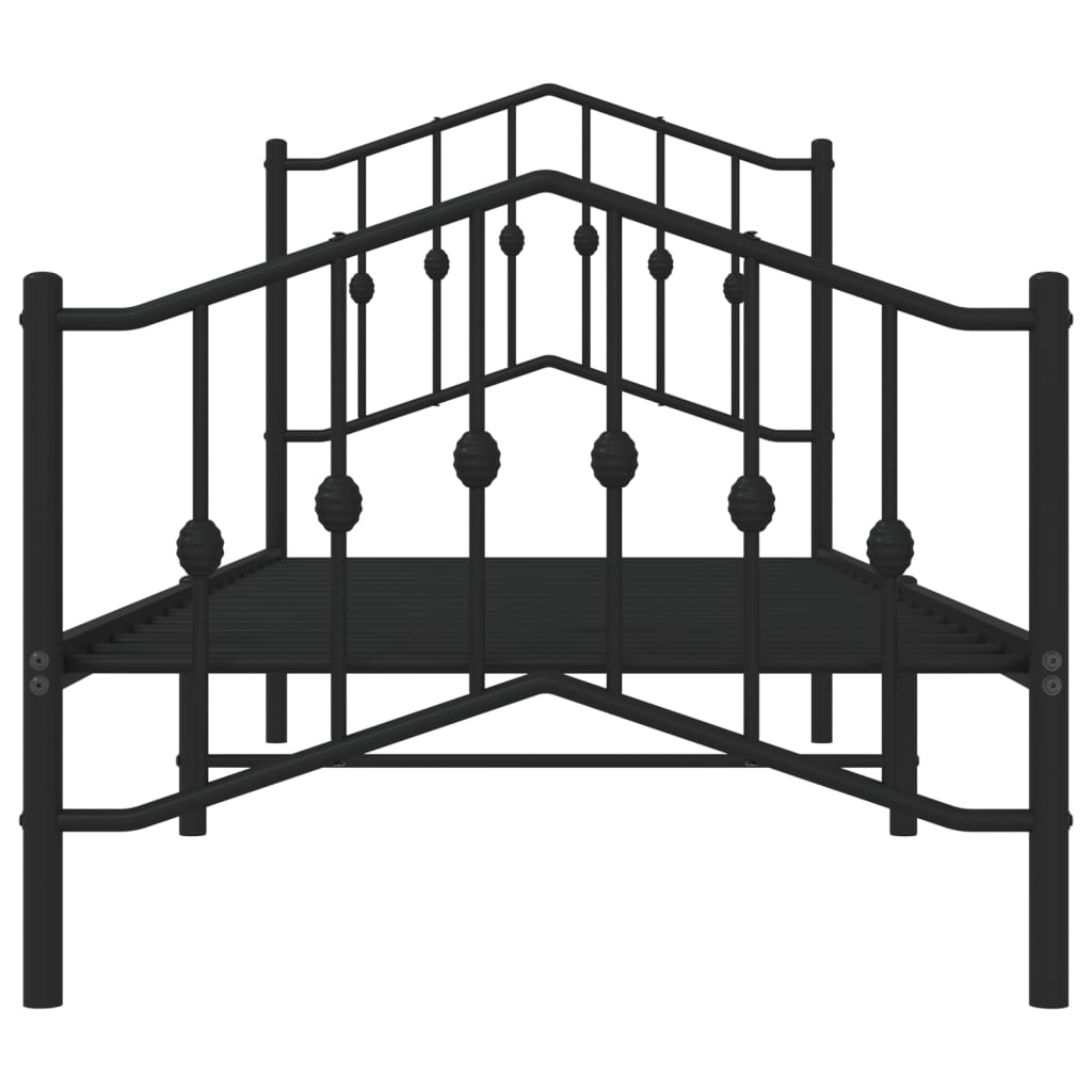 Bedframe Met Hoofd- En Voeteneinde Metaal Zwart 80X200 Cm 80 x 200 cm met hoofdbord & voetbord