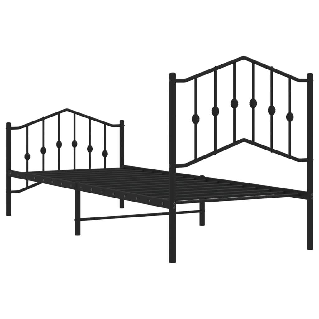 Bedframe Met Hoofd- En Voeteneinde Metaal Zwart 80X200 Cm 80 x 200 cm met hoofdbord & voetbord