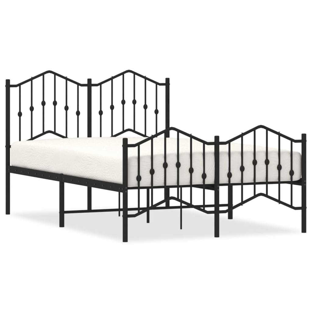 Bedframe Met Hoofd- En Voeteneinde Metaal Zwart 120X190 Cm 120 x 190 cm met hoofdbord & voetbord