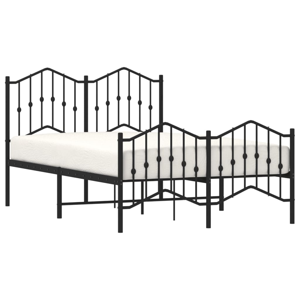 Bedframe Met Hoofd- En Voeteneinde Metaal Zwart 120X190 Cm 120 x 190 cm met hoofdbord & voetbord