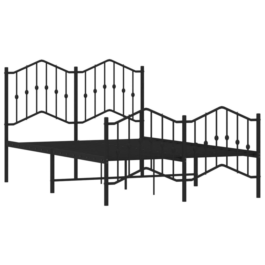 Bedframe Met Hoofd- En Voeteneinde Metaal Zwart 120X190 Cm 120 x 190 cm met hoofdbord & voetbord