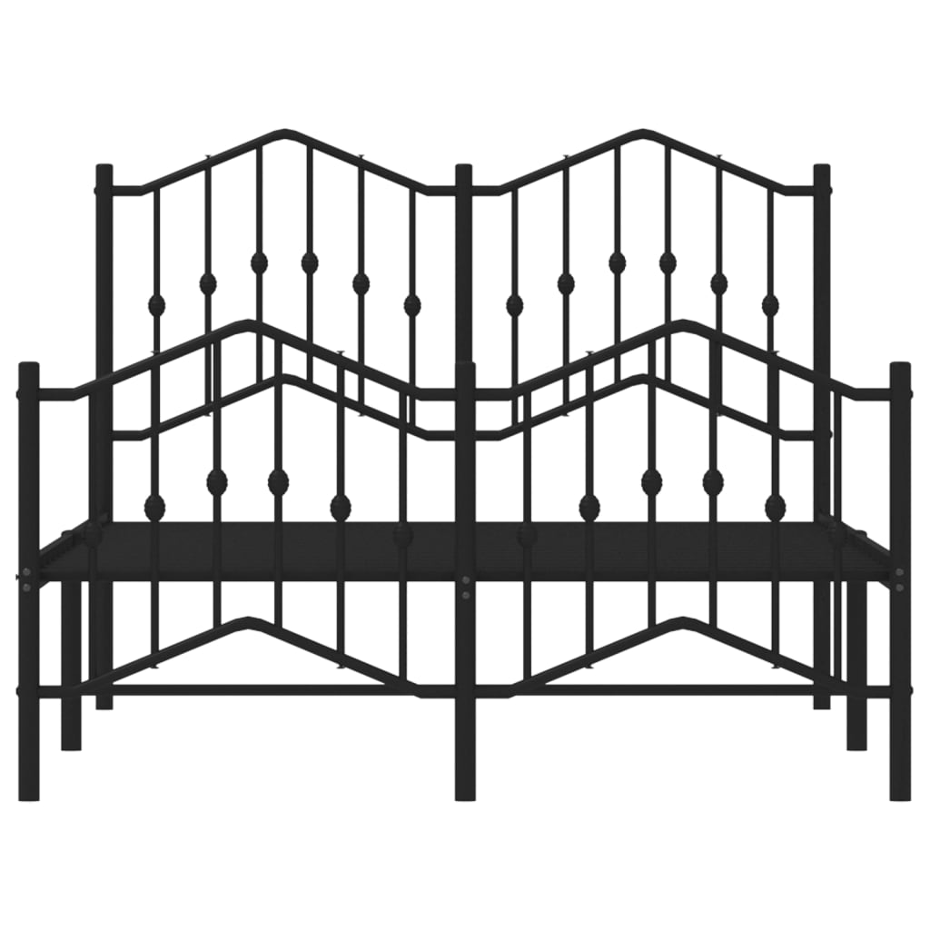 Bedframe Met Hoofd- En Voeteneinde Metaal Zwart 120X190 Cm 120 x 190 cm met hoofdbord & voetbord