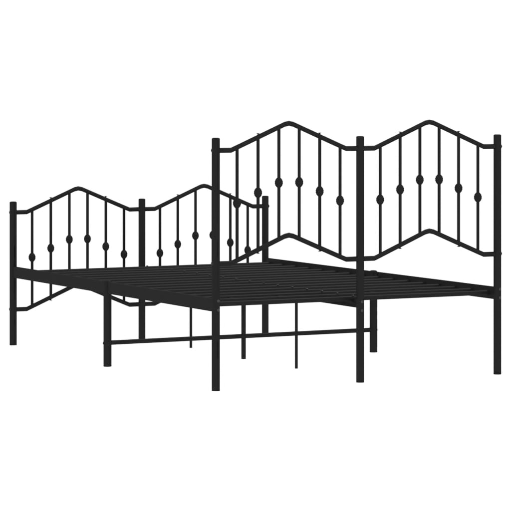 Bedframe Met Hoofd- En Voeteneinde Metaal Zwart 120X190 Cm 120 x 190 cm met hoofdbord & voetbord