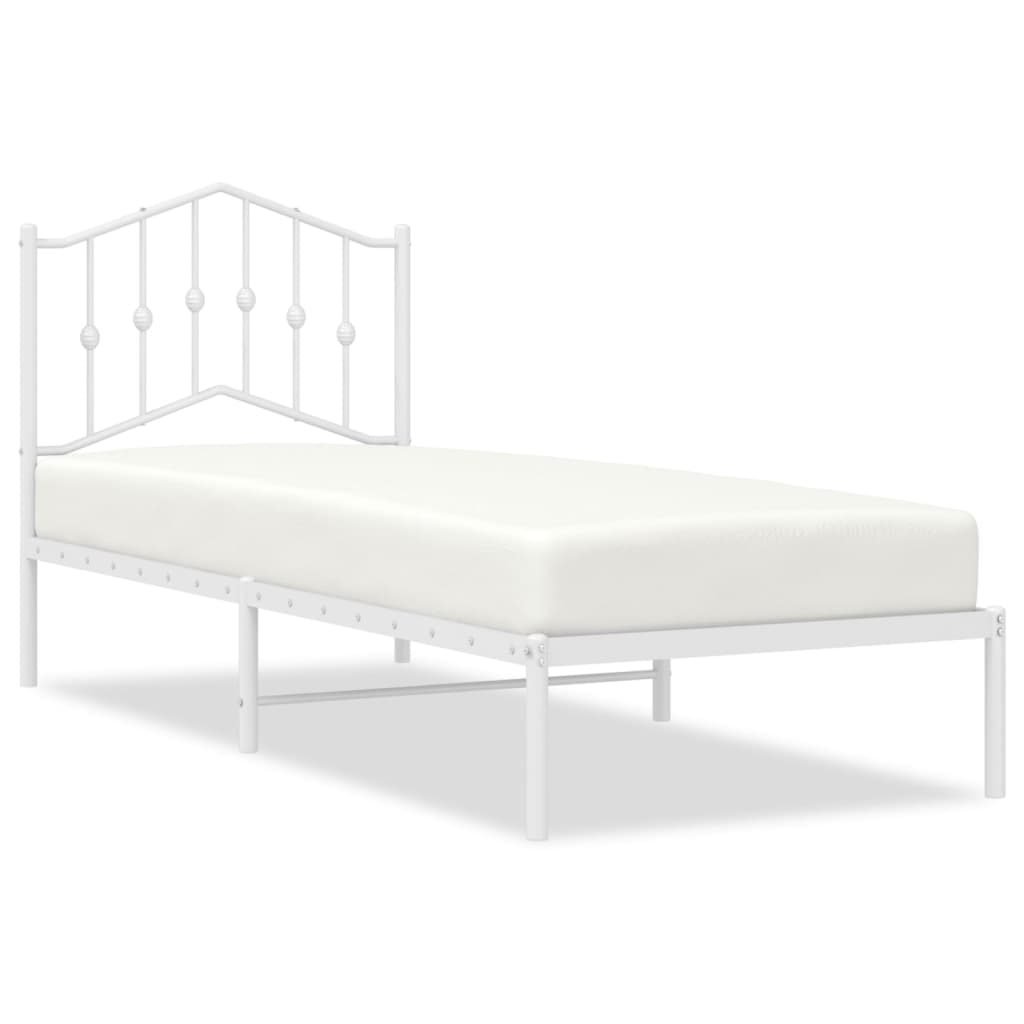 Bedframe Met Hoofdbord Metaal Wit 80X200 Cm 80 x 200 cm