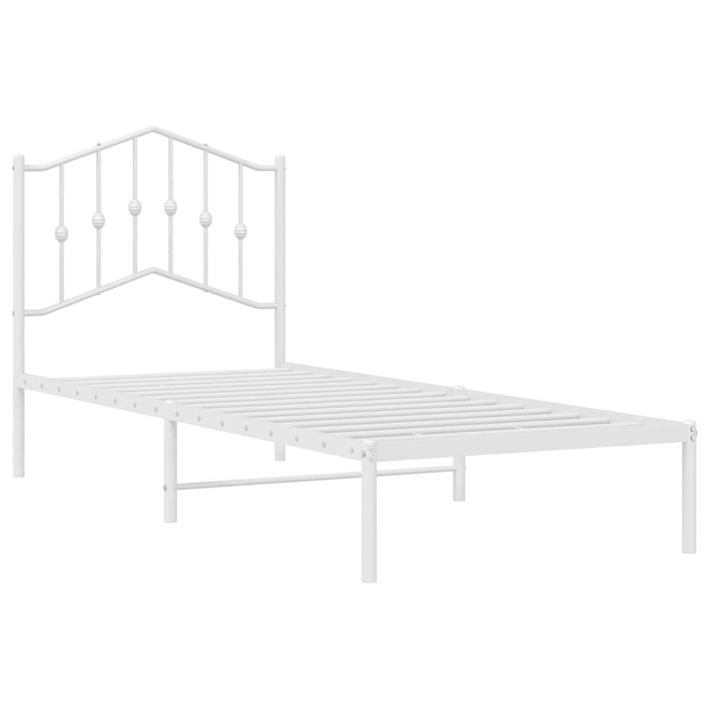 Bedframe Met Hoofdbord Metaal Wit 80X200 Cm 80 x 200 cm