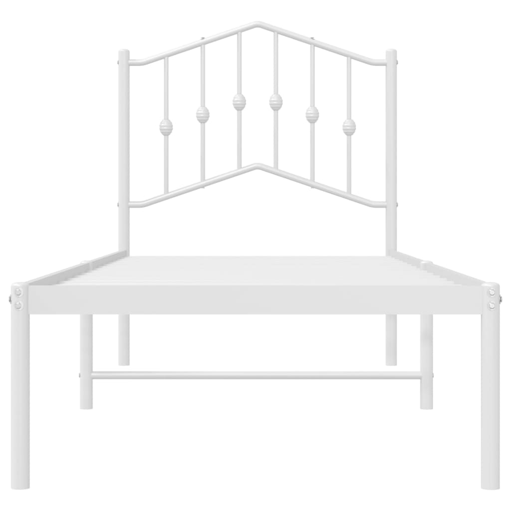 Bedframe Met Hoofdbord Metaal Wit 80X200 Cm 80 x 200 cm