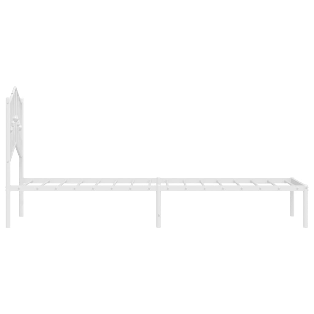 Bedframe Met Hoofdbord Metaal Wit 80X200 Cm 80 x 200 cm