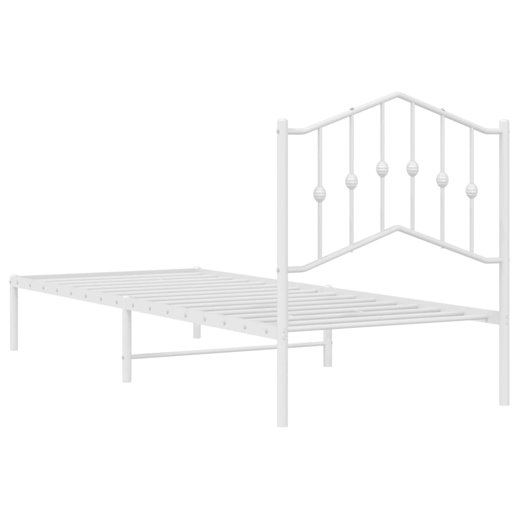 Bedframe Met Hoofdbord Metaal Wit 80X200 Cm 80 x 200 cm