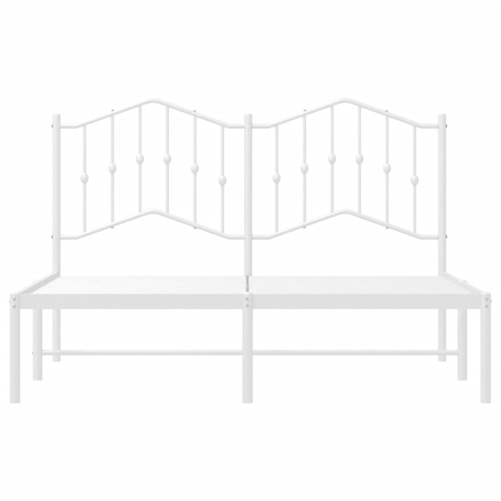 Bedframe Met Hoofdbord Metaal Wit 140X190 Cm 140 x 190 cm