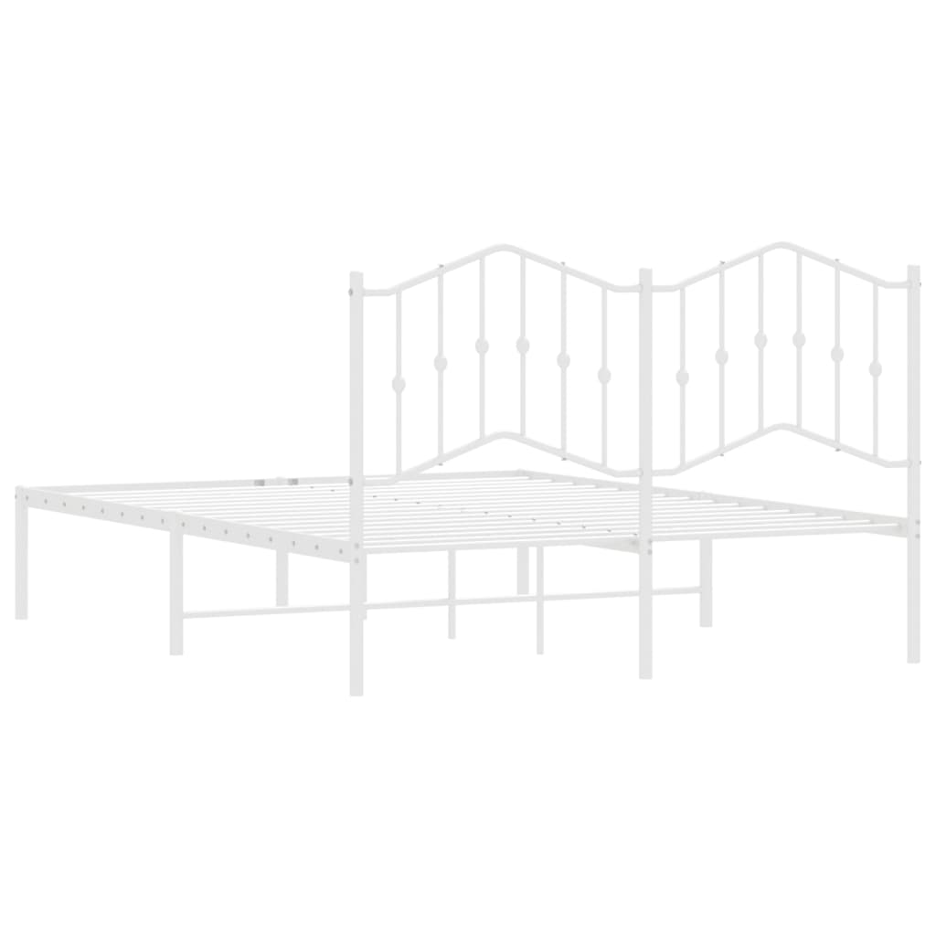 Bedframe Met Hoofdbord Metaal Wit 140X190 Cm 140 x 190 cm