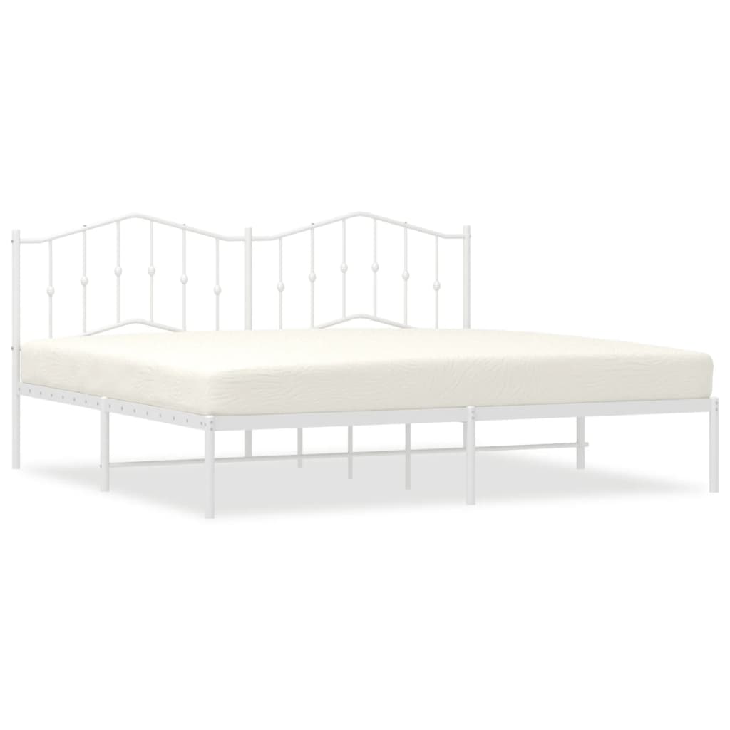 Bedframe Met Hoofdbord Metaal Wit 193X203 Cm 193 x 203 cm