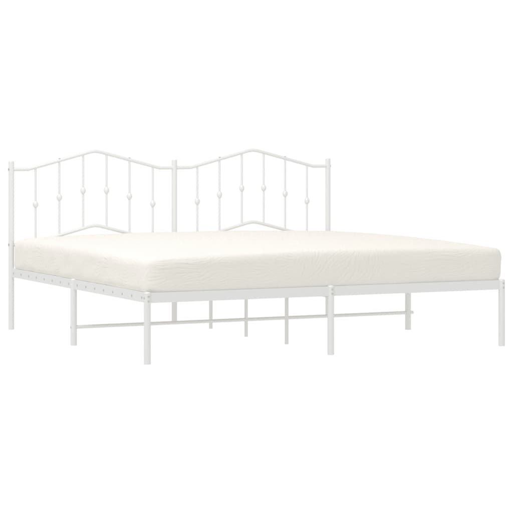 Bedframe Met Hoofdbord Metaal Wit 193X203 Cm 193 x 203 cm