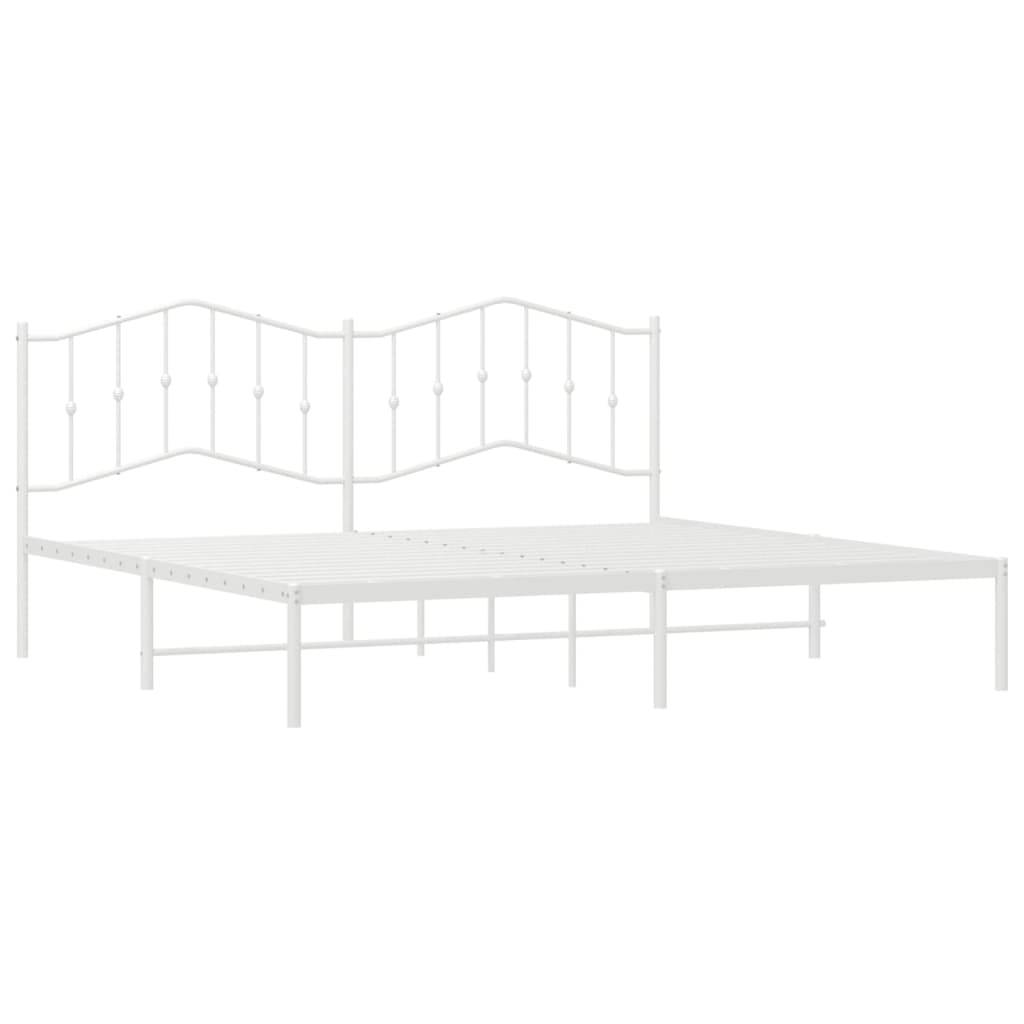 Bedframe Met Hoofdbord Metaal Wit 193X203 Cm 193 x 203 cm