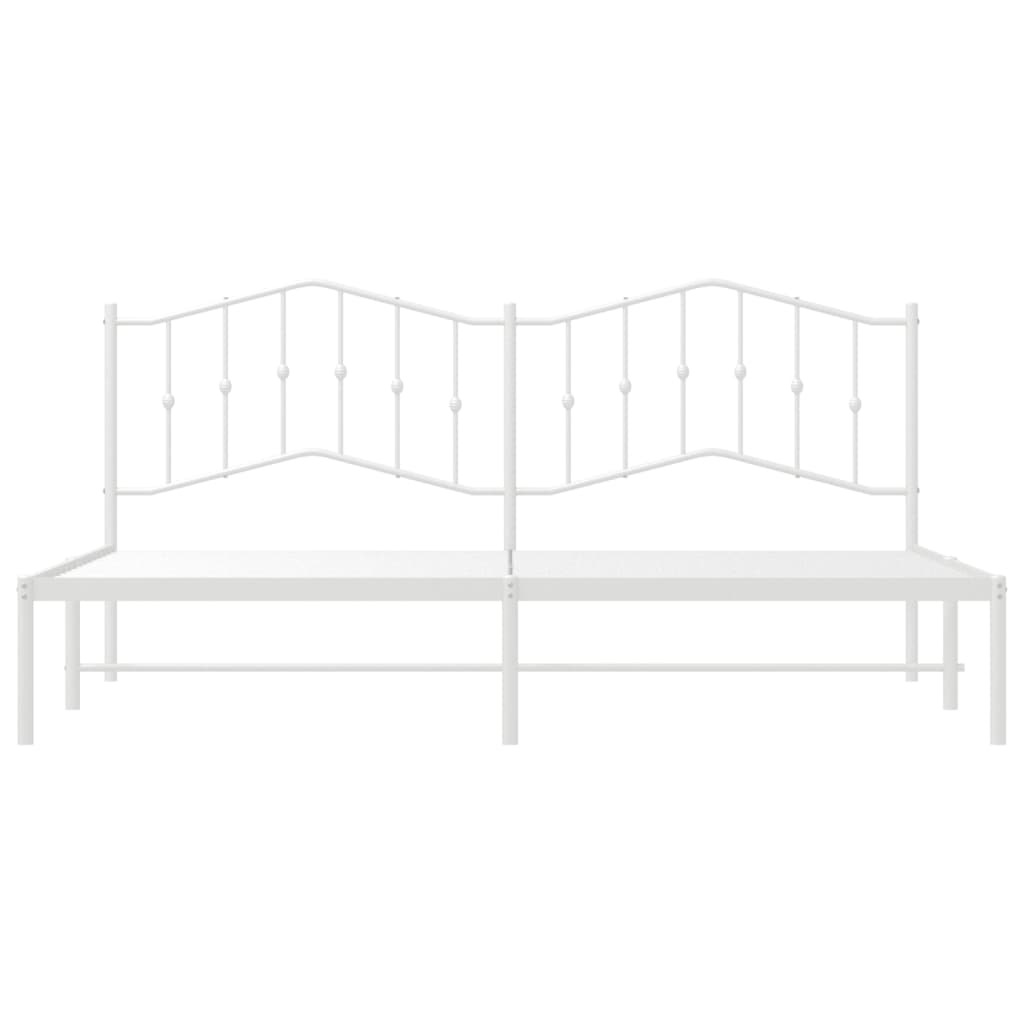 Bedframe Met Hoofdbord Metaal Wit 193X203 Cm 193 x 203 cm