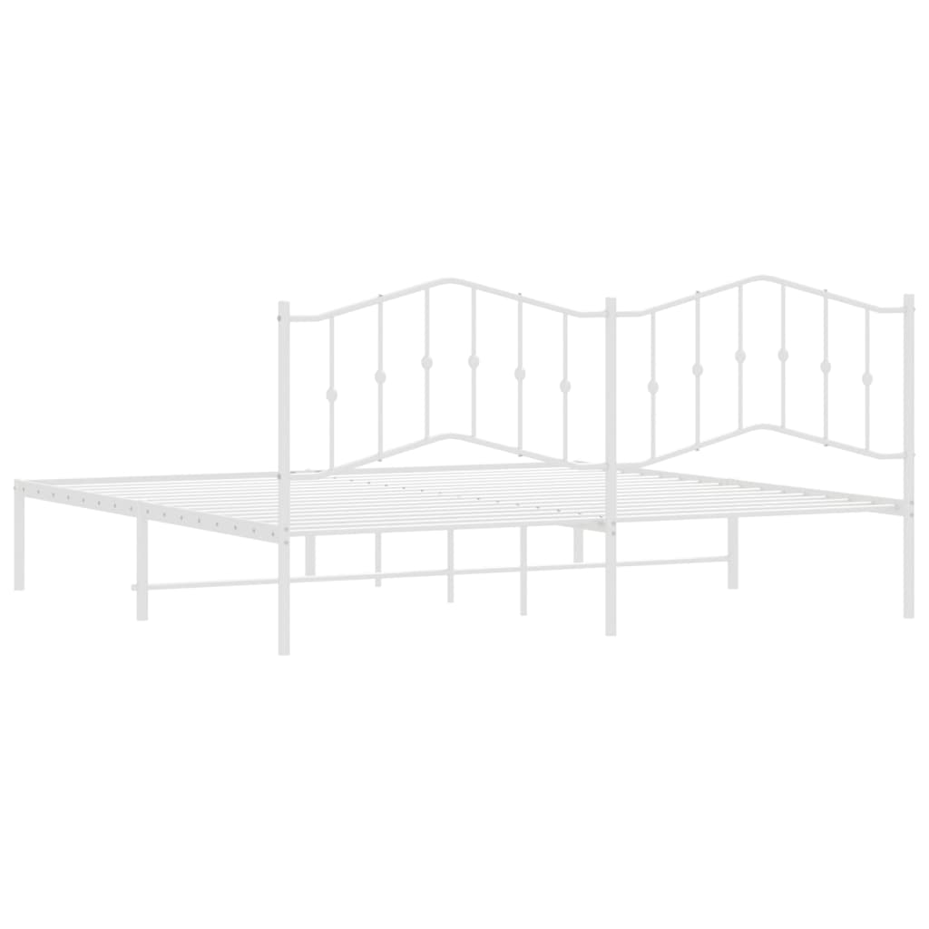 Bedframe Met Hoofdbord Metaal Wit 193X203 Cm 193 x 203 cm