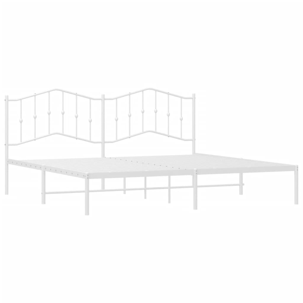 Bedframe Met Hoofdbord Metaal Wit 200X200 Cm 200 x 200 cm