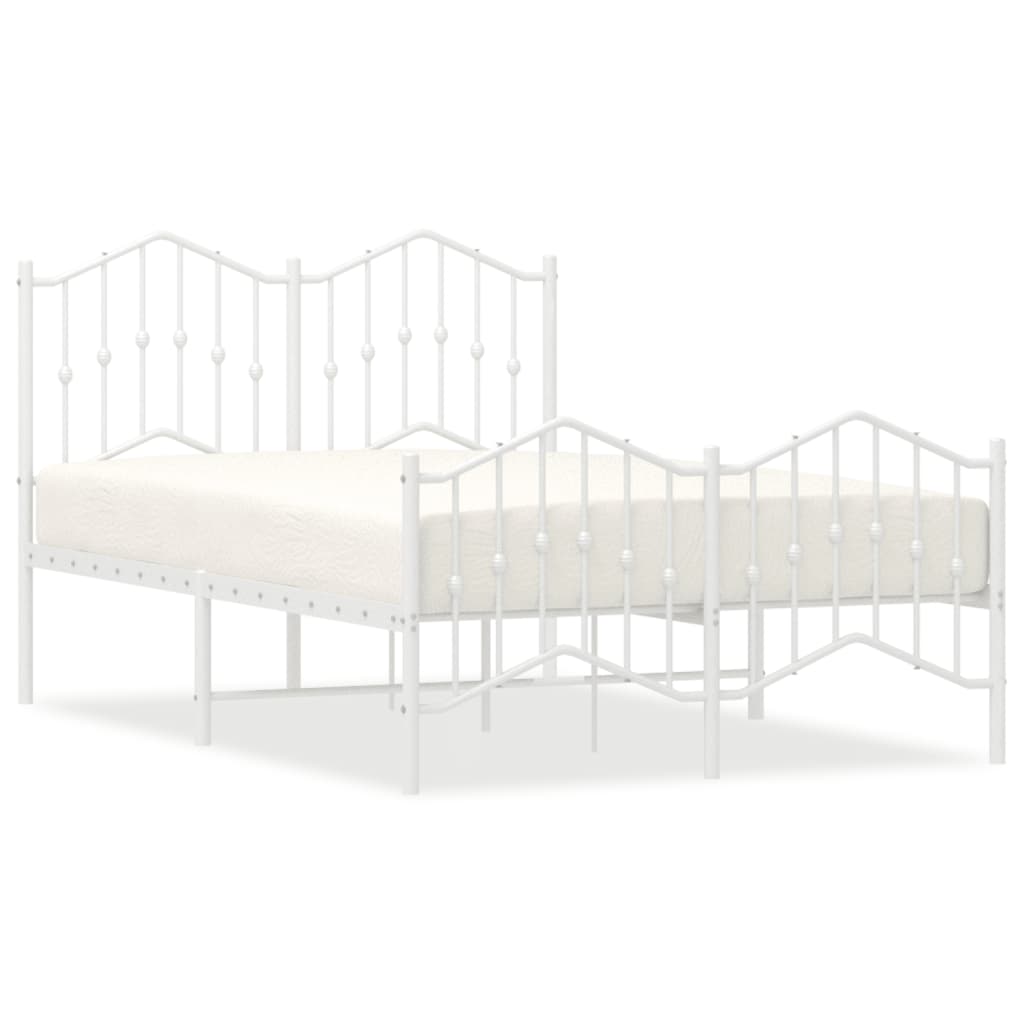 Bedframe Met Hoofd- En Voeteneinde Metaal Wit 120X190 Cm 120 x 190 cm met hoofdbord & voetbord