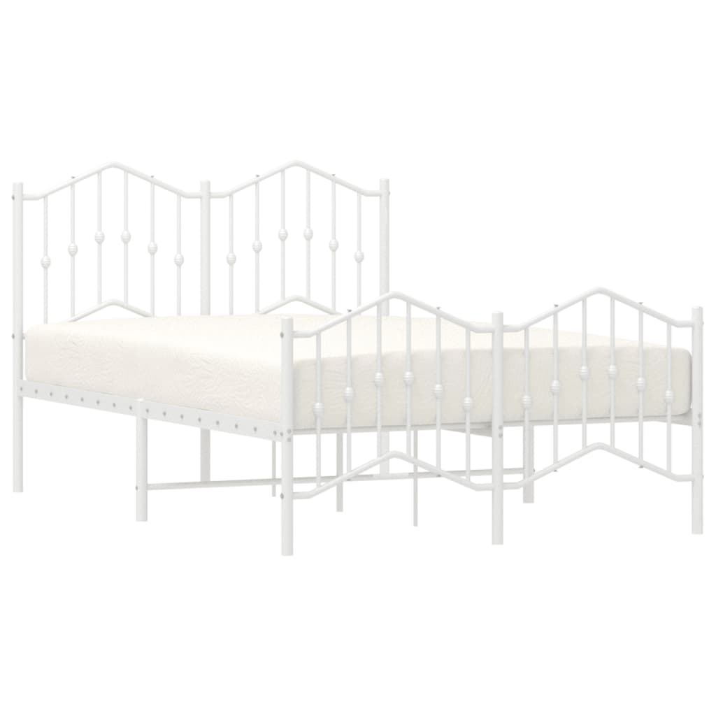 Bedframe Met Hoofd- En Voeteneinde Metaal Wit 120X190 Cm 120 x 190 cm met hoofdbord & voetbord